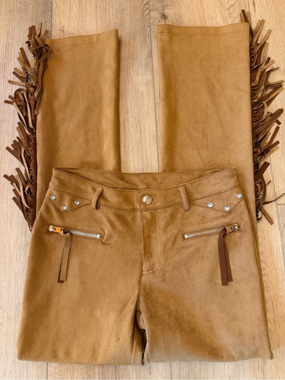 Forever 21 Tan Faux Suede Fringe Pants